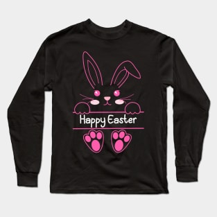 Funny Happy Easter Day Bunny Rabbit Face Easter Day 2022 Long Sleeve T-Shirt